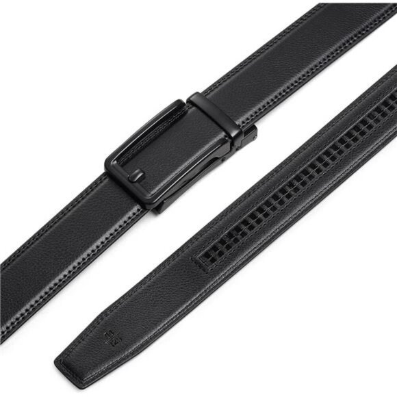 Mens Leather Ratchet Belt Adjustable Click Buckle Dress Casual Work Gift Box - Picture 5 of 7